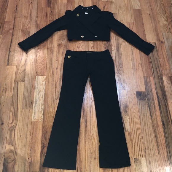 ROCAWEAR Y2K VINTAGE black denim suit Pantsuit  Denim Set Jacket L  / Jeans 7 - Picture 3 of 17